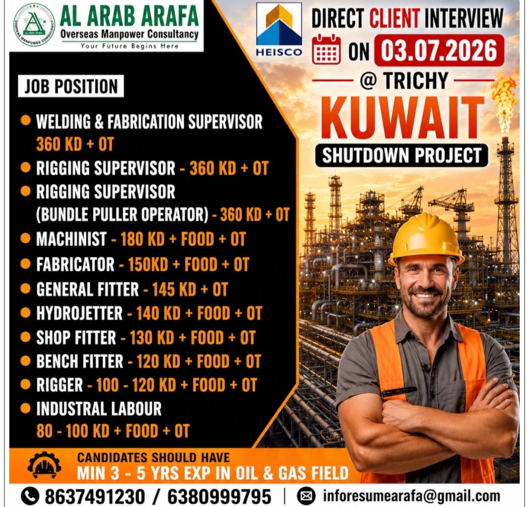 SHUT DOWN PROJECT HIRING FOR KUWAIT