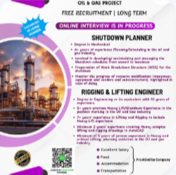 SHUTDOWN PLANNER / RIGGING & LIFTING ENGINEER