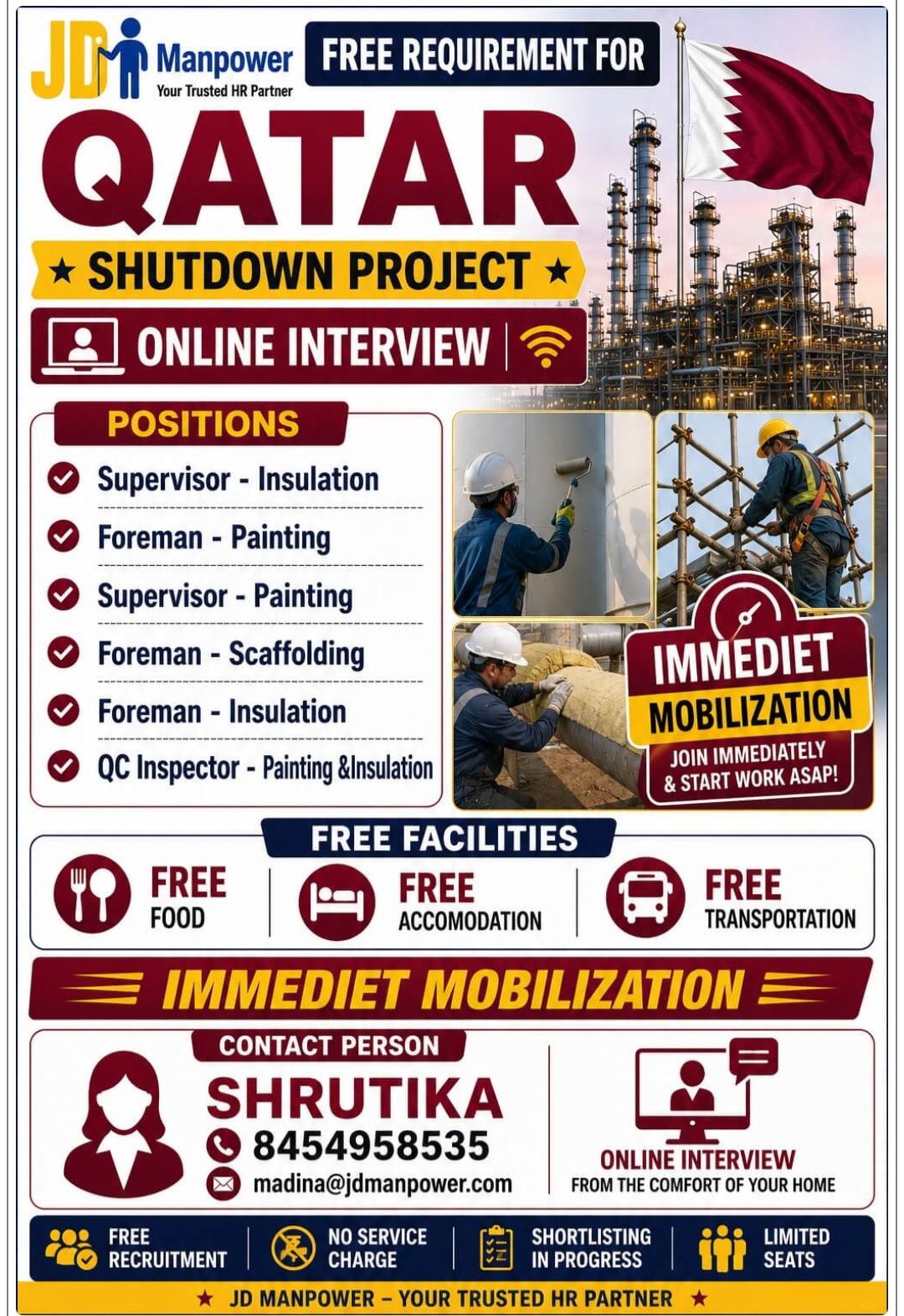 SHUTDOWN PROJECT HIRING FOR QATAR
