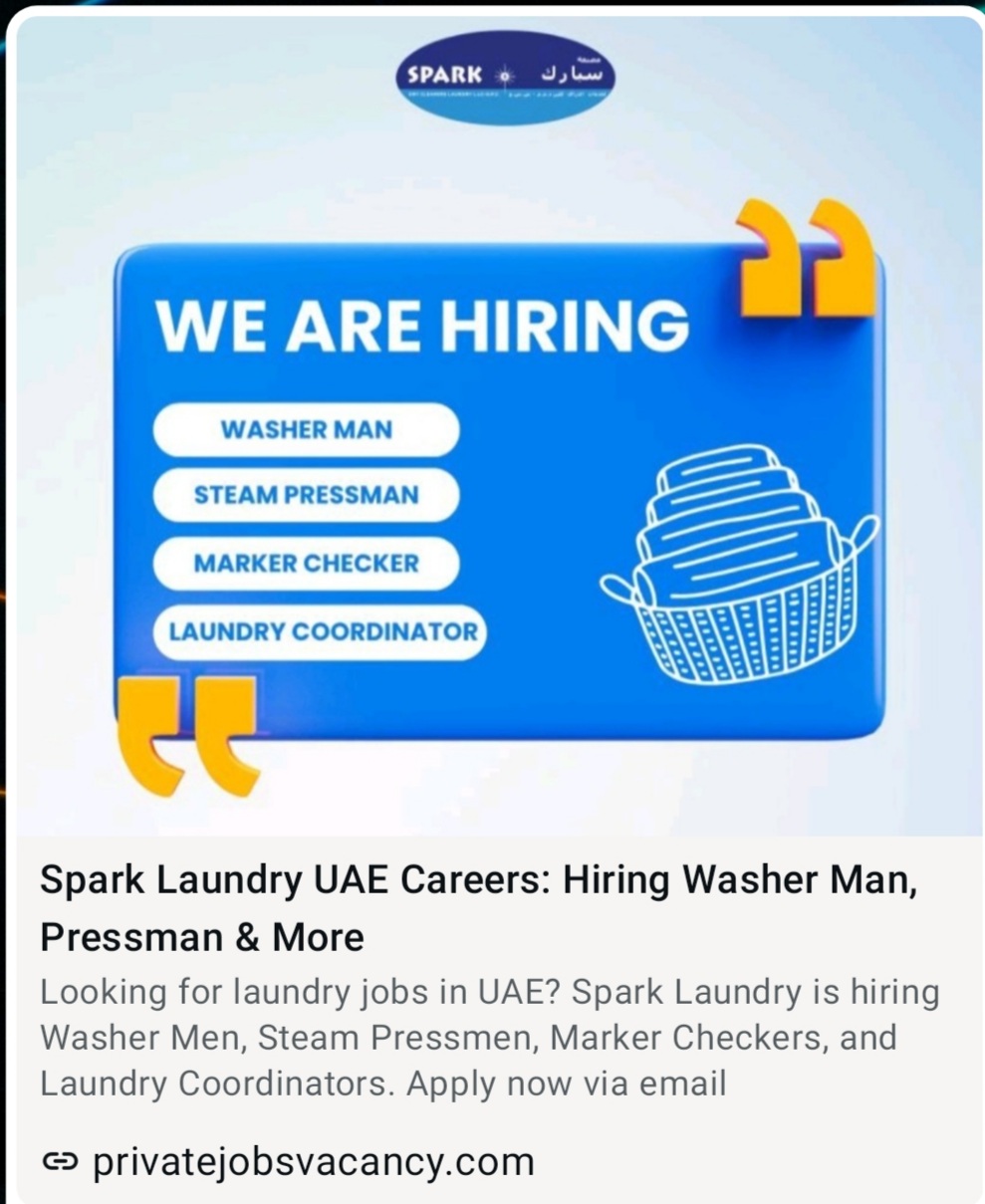 SPARK LAUNDRY UAE CAREERS IS HIRING FOR 2026