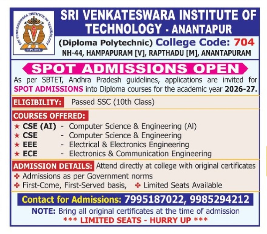 SRI VENKATESHWARA INSTITUTE OF TECHNOLOGY