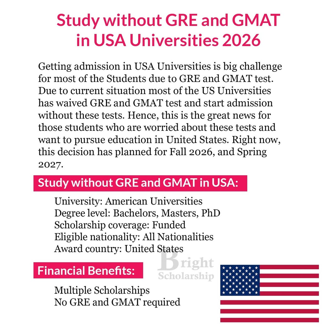 STUDY WITHOUT GRE AND GMAT IN USA UNIVERSITIES 2026