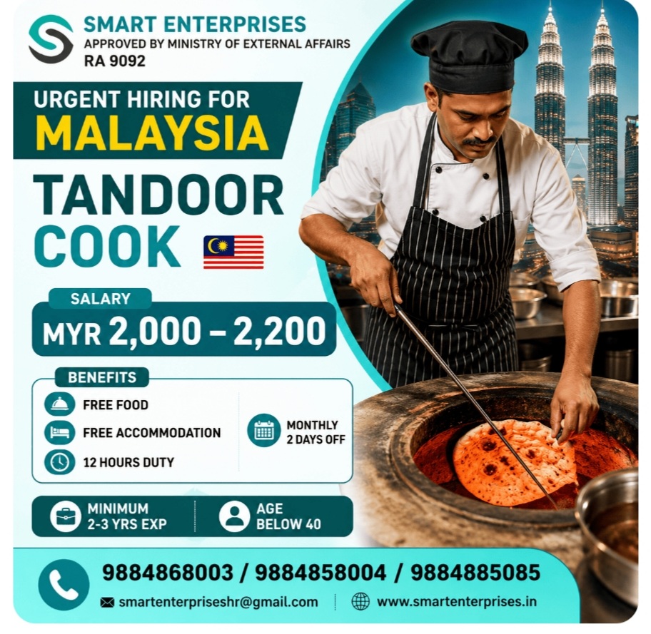 TANDOOR COOK REQUIREMENT FOR MALAYSIA