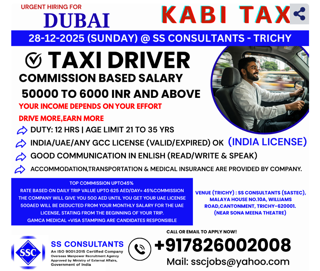 Taxi Driver Jobs in Dubai with Company Accommodation, Transport & Insurance