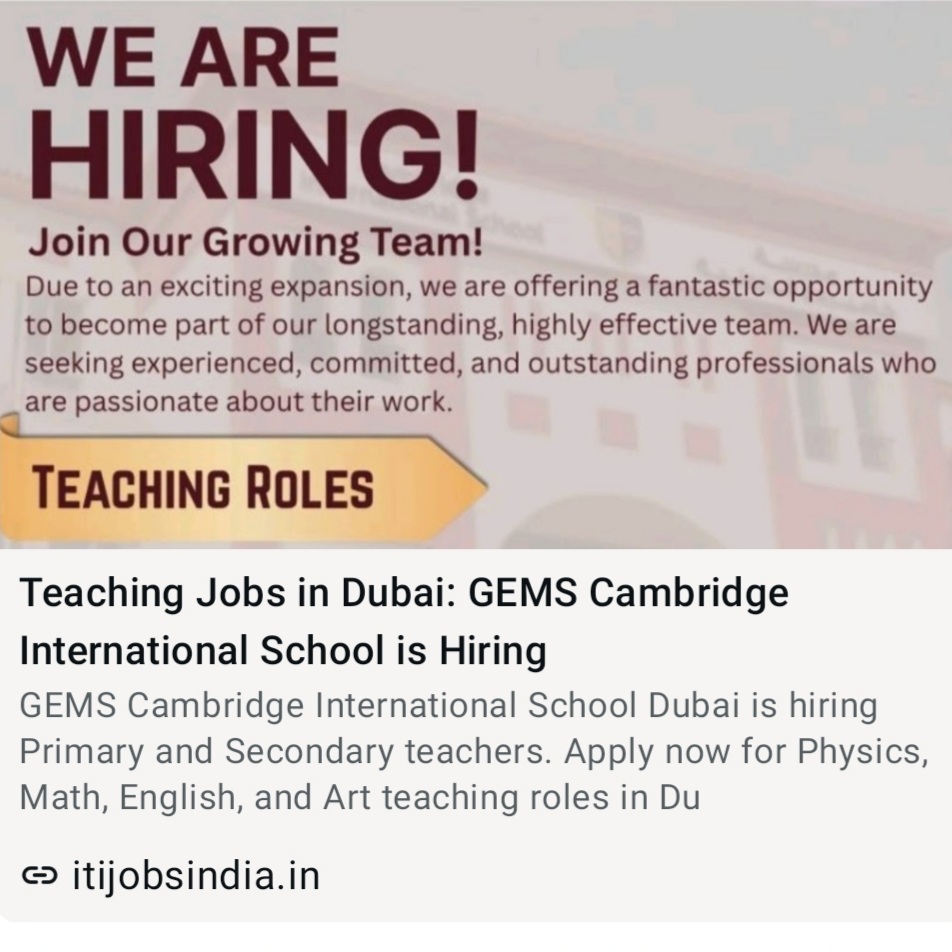 TEACHING JOBS IN DUBAI