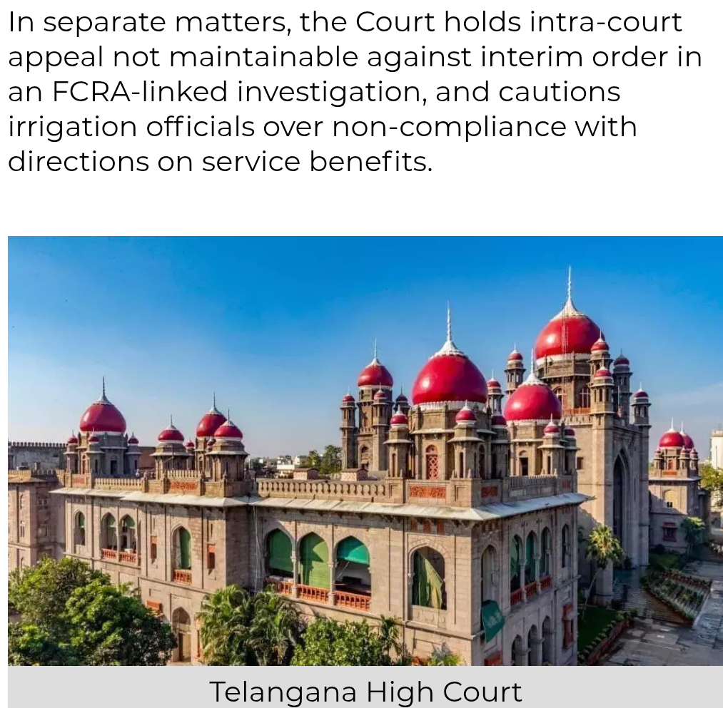 Telangana High Court Dismisses Appeal in Criminal Probe; Warns Officials in Contempt Case