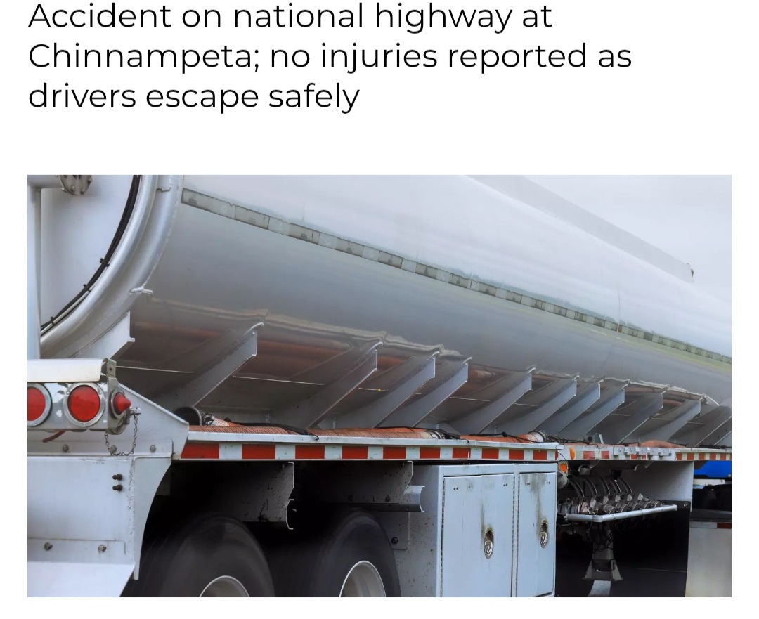 Truck Carrying Carbon Dioxide Load Catches Fire After Collision Near Kakinada