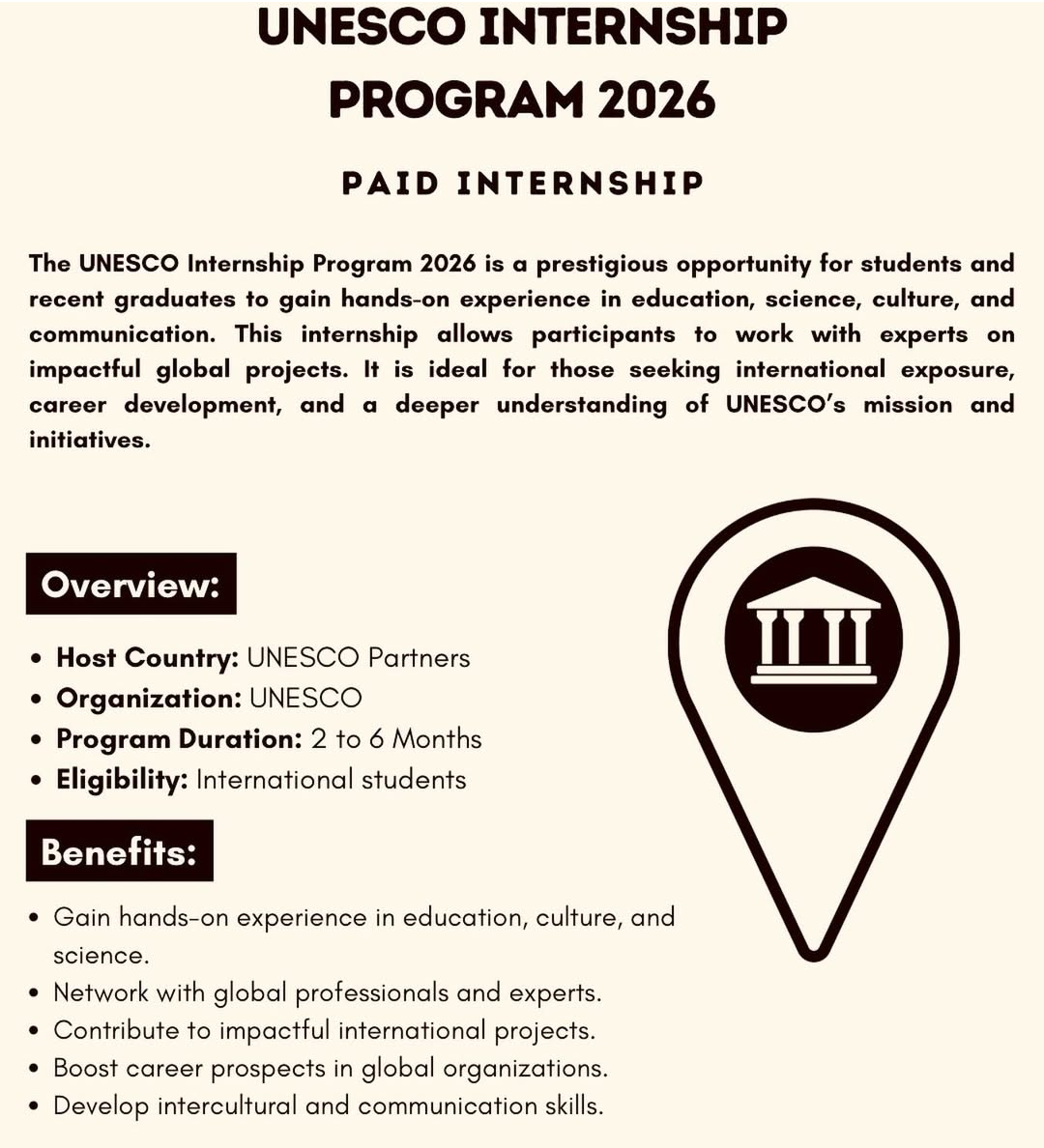 UNESCO INTERNSHIP PROGRAM 2026