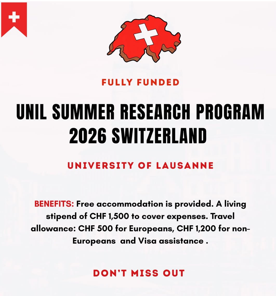 UNIL SUMMER RESEARCH PROGRAM 2026 SWITZERLAND