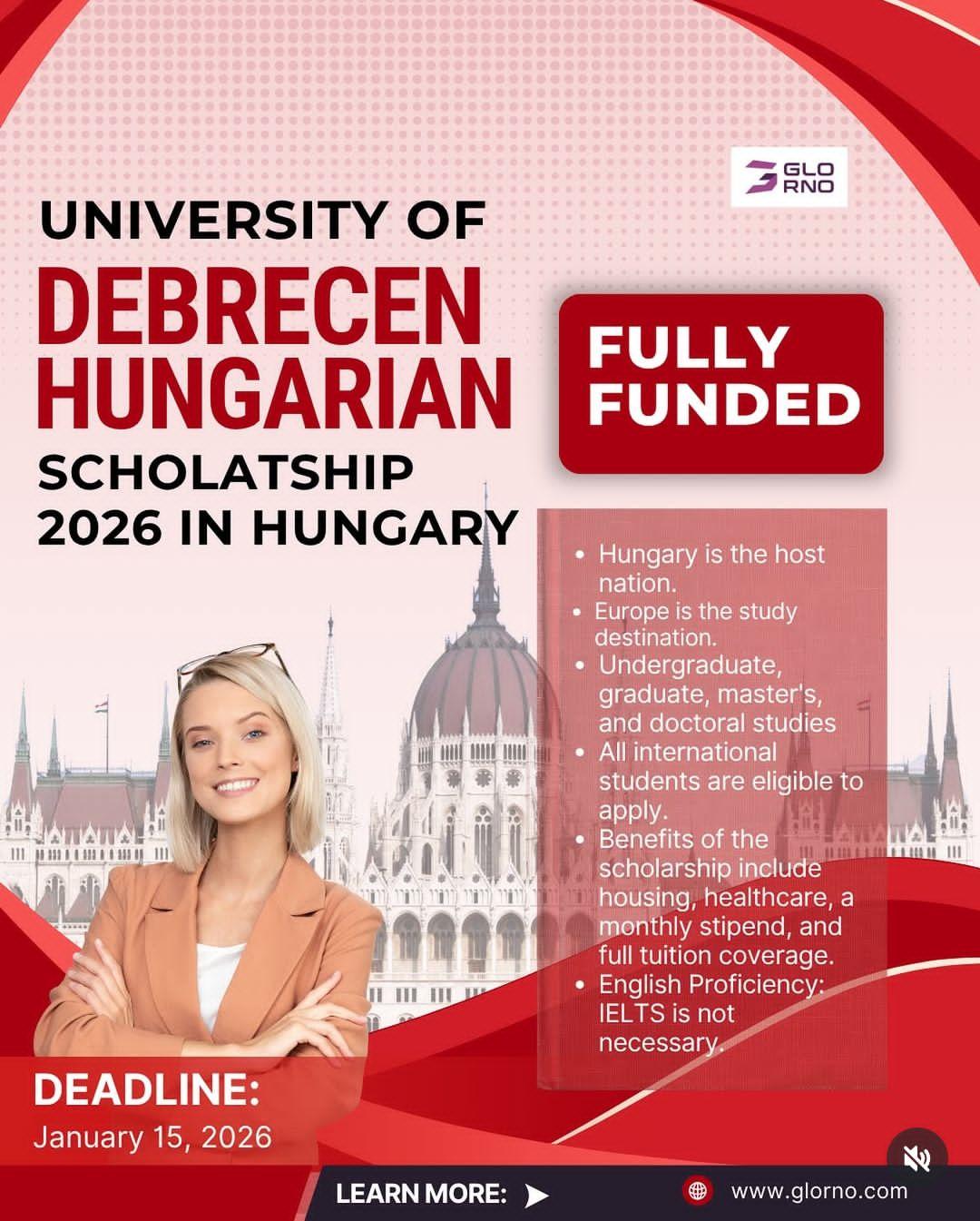 UNIVERSITY OF DEBRECEN HUNGARIAN SCHOLATSHIP 2026 IN HUNGARY.