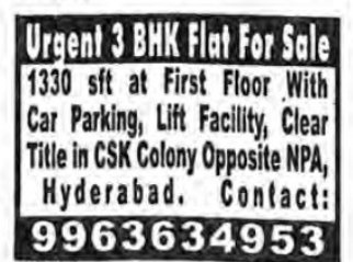 Urgent 3 Bhk Flats for Sale