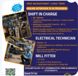 Urgent Hiring for Oman – Steel Plant