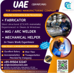 URGENT HIRING FOR UAE (SHARJAH)