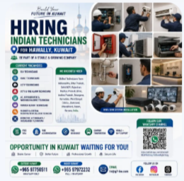 Urgent Hiring Indian Technicians for Hawally, Kuwait