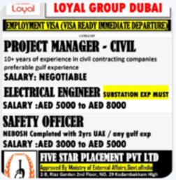 URGENT REQUIREMENT FOR DUBAI