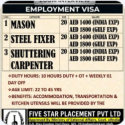 URGENT REQUIREMENT FOR DUBAI