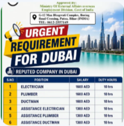 URGENT REQUIREMENT FOR DUBAI