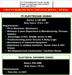URGENT REQUIREMENT FOR GULF ( DUBAI / OMAN)