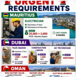 URGENT REQUIREMENT FOR MAURITIUS DUBAI