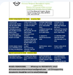 URGENT REQUIREMENT FOR OMAN & Dubai