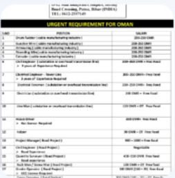 URGENT REQUIREMENT FOR OMAN