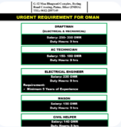 URGENT REQUIREMENT FOR OMAN