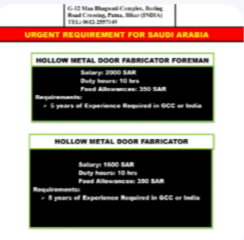 URGENT REQUIREMENT FOR SAUDI ARABIA