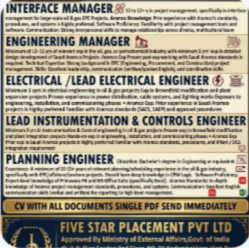 URGENT REQUIREMENT FOR SAUDI ARABIA