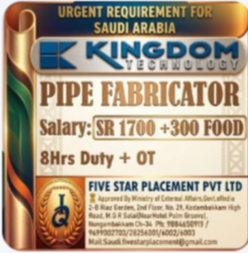 URGENT REQUIREMENT FOR SAUDI ARABIA