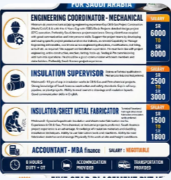 URGENT REQUIREMENT FOR SAUDI ARABIA