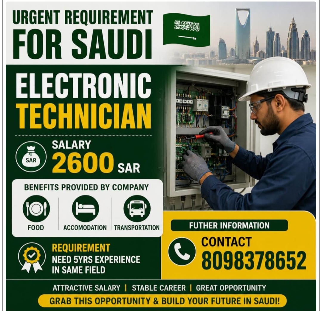 URGENT REQUIREMENT FOR SAUDI ARABIA