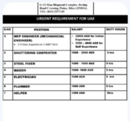 URGENT REQUIREMENT FOR UAE