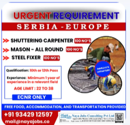 URGENT REQUIREMENT – SERBIA CONSTRUCTION JOBS – EUROPE