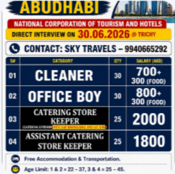 Urgently Required For Leading Company – Abudhabi.
