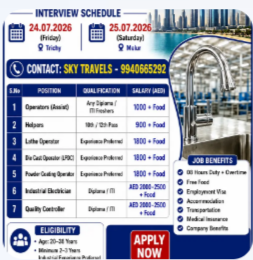 Urgently Required For Leading Company – Dubai.