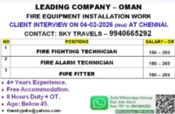 Urgently Required For Leading Company – Oman.