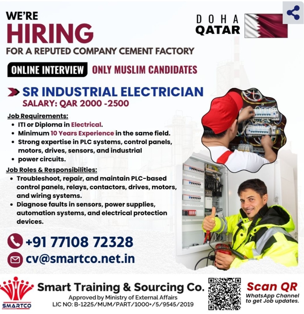 URGENTLY REQUIRED FOR QATAR  AT CEMENT FACTORY