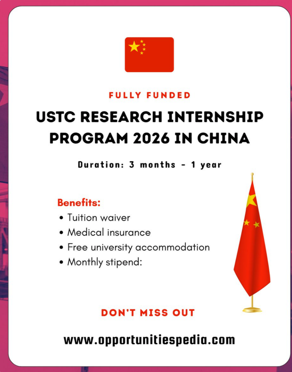 USTC Research Internship Program 2026 | Fully Funded | China