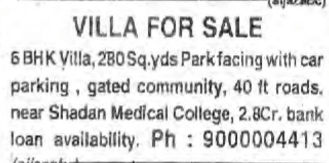 VILLA FOR SALE