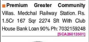 VILLAS FOR SALE AT MEDCHAL