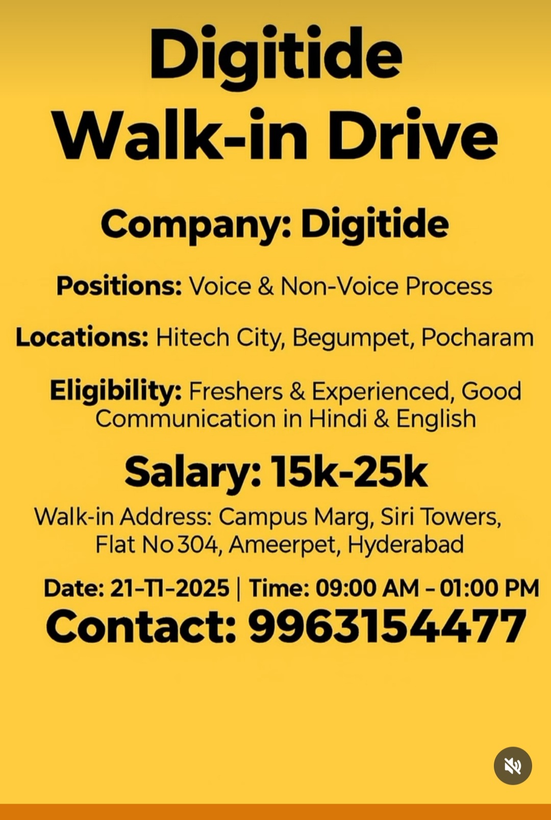 WALK IN INTERVIEW