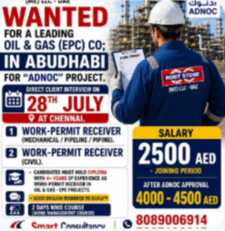 WE ARE HIRING FOR ROBT STONE – ABUDHABI, 28TH JULY AT CHENNAI, TAMIL NADU