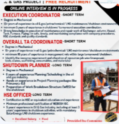 We’re Hiring for Qatar – Oil & Gas Project