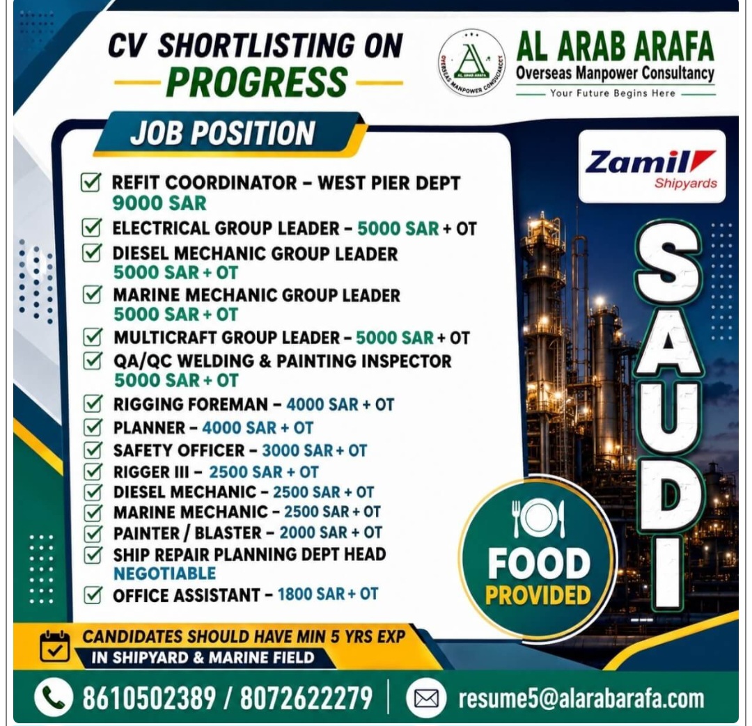 ZAMIL  SHIPYARDS HIRING FOR SAUDI ARABIA