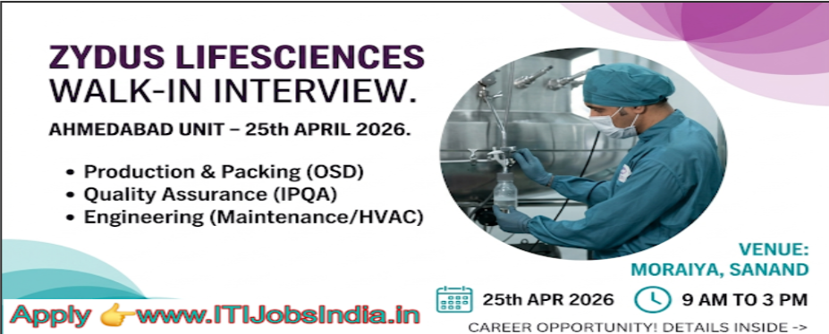 Zydus  Life sciences Limited Walk in Interviews at Ahmedabad