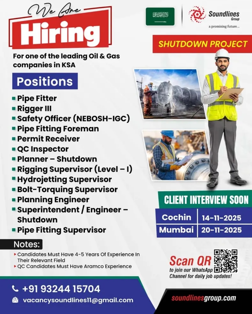 📢 We Are Hiring – Leading Oil & Gas Company in KSA 🇸🇦