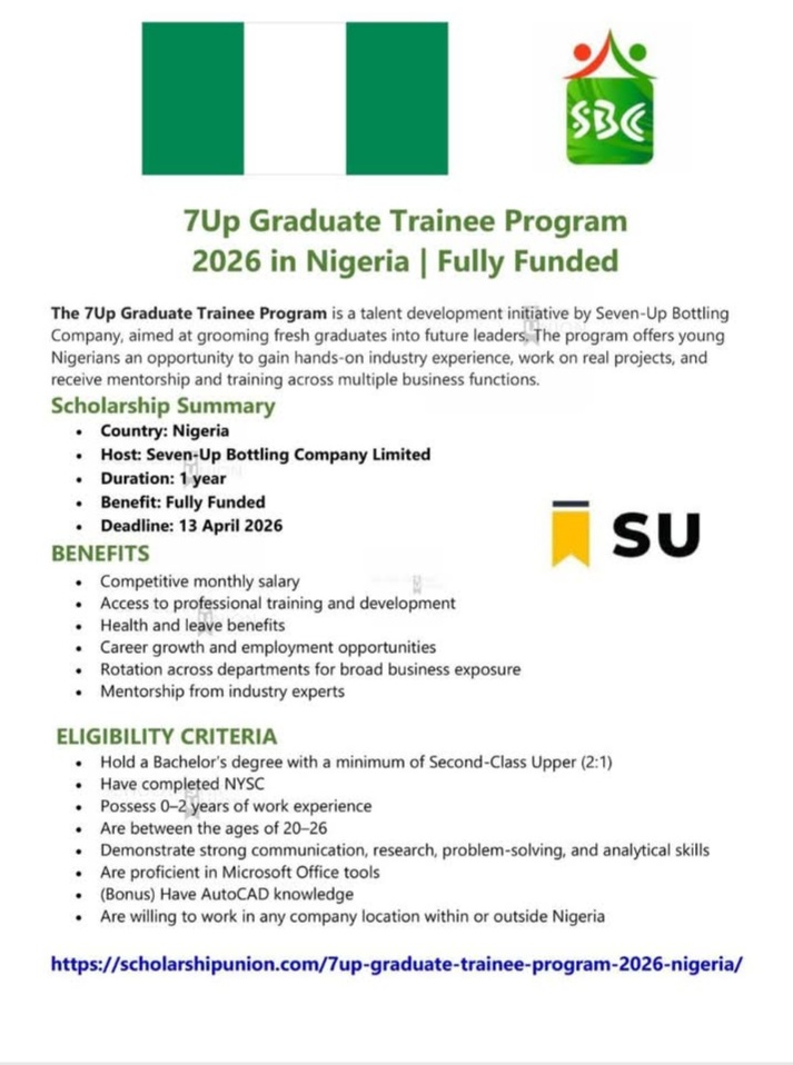 7Up Graduate Trainee Program 2026 in Nigeria