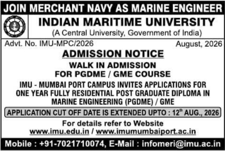 Admission Deadline Extension Notice for PGDME / GME Courses