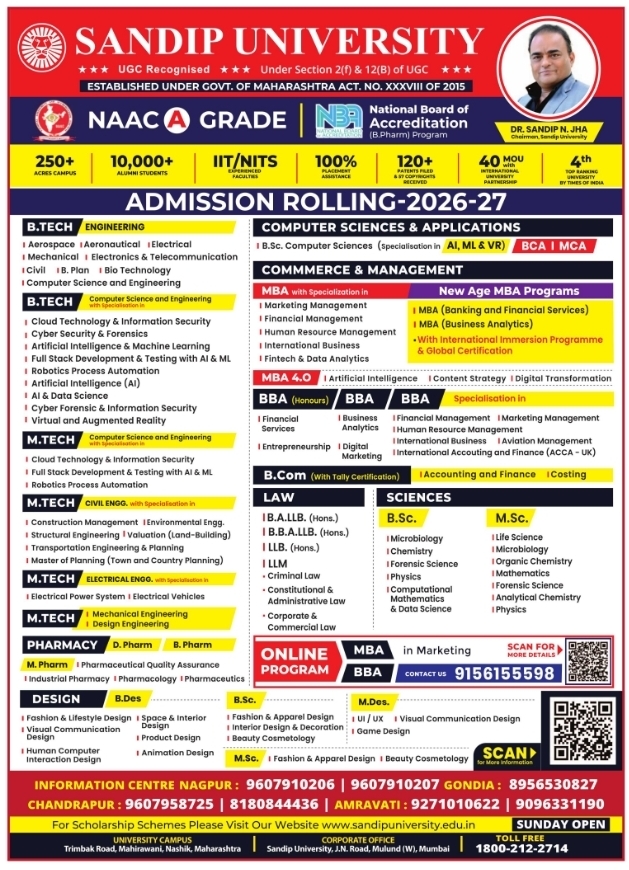 Admission Open 2026-27: Sandip University