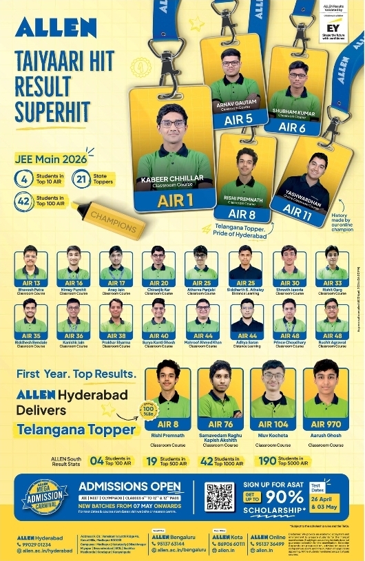 Admissions Open at ALLEN Hyderabad – New Batches from May 7th